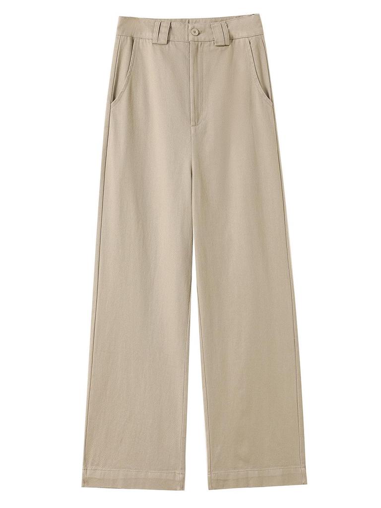 Women's Petite High-Waisted Tencel Washed Cotton Wide-Leg Slimming Cropped Pants