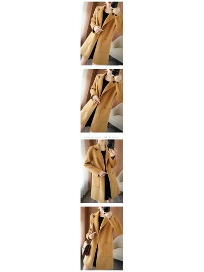 Women's Spring 2026 Slim-Fit Wool Coat: Mid-Length, Long-Sleeved, Elegant, for Petite Figures, High-End & Versatile