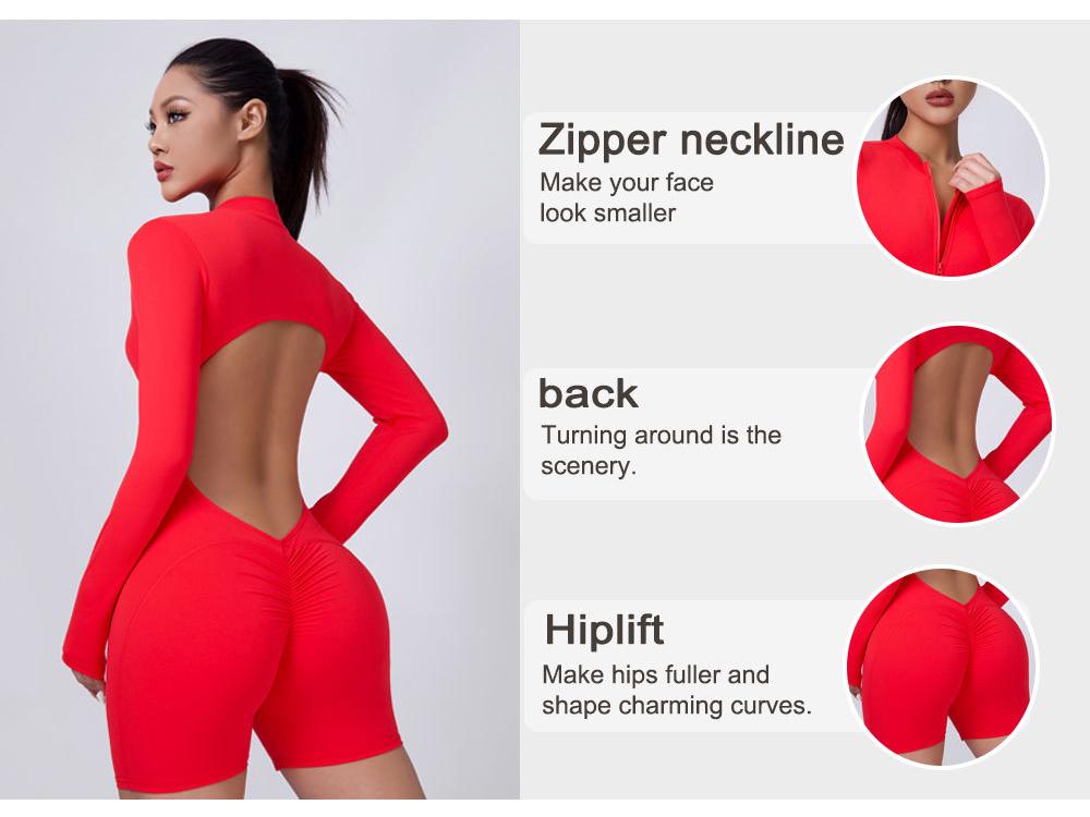 European & American Peach Lift One-Piece Yoga Bodysuit: Cross-Back, Hollow Design, Outerwear, Sports Shorts Style.