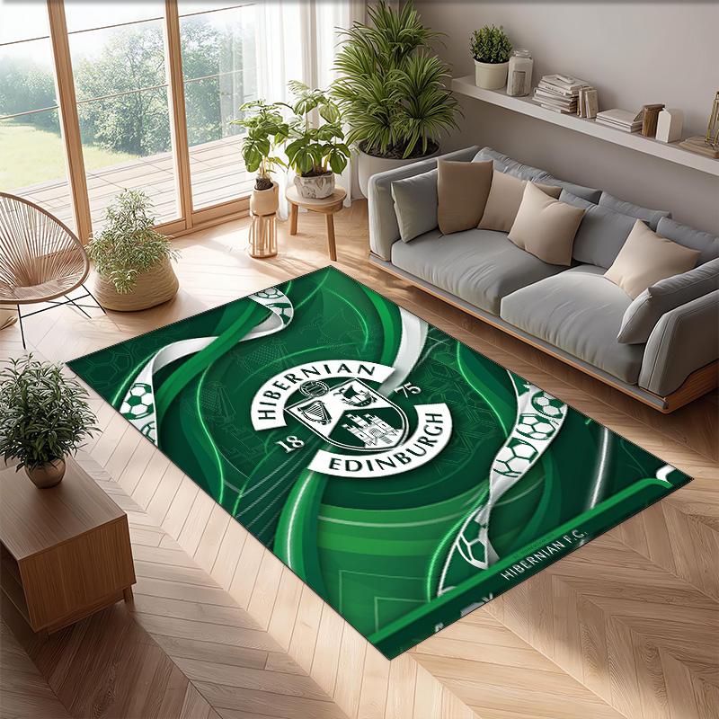 Hibernian FC Fußballmuster Weicher Teppich Rutschfeste Indoor-Bodenmatte Sportdekorationsmatte für Schlafzimmer