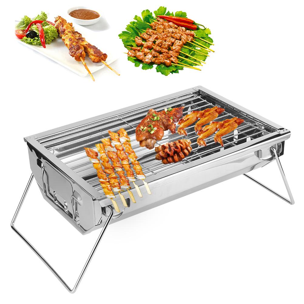Barbecue Charcoal Grill Stainless Steel Folding Portable BBQ Tool Kits for Outdoor Camping Hiking Pi
