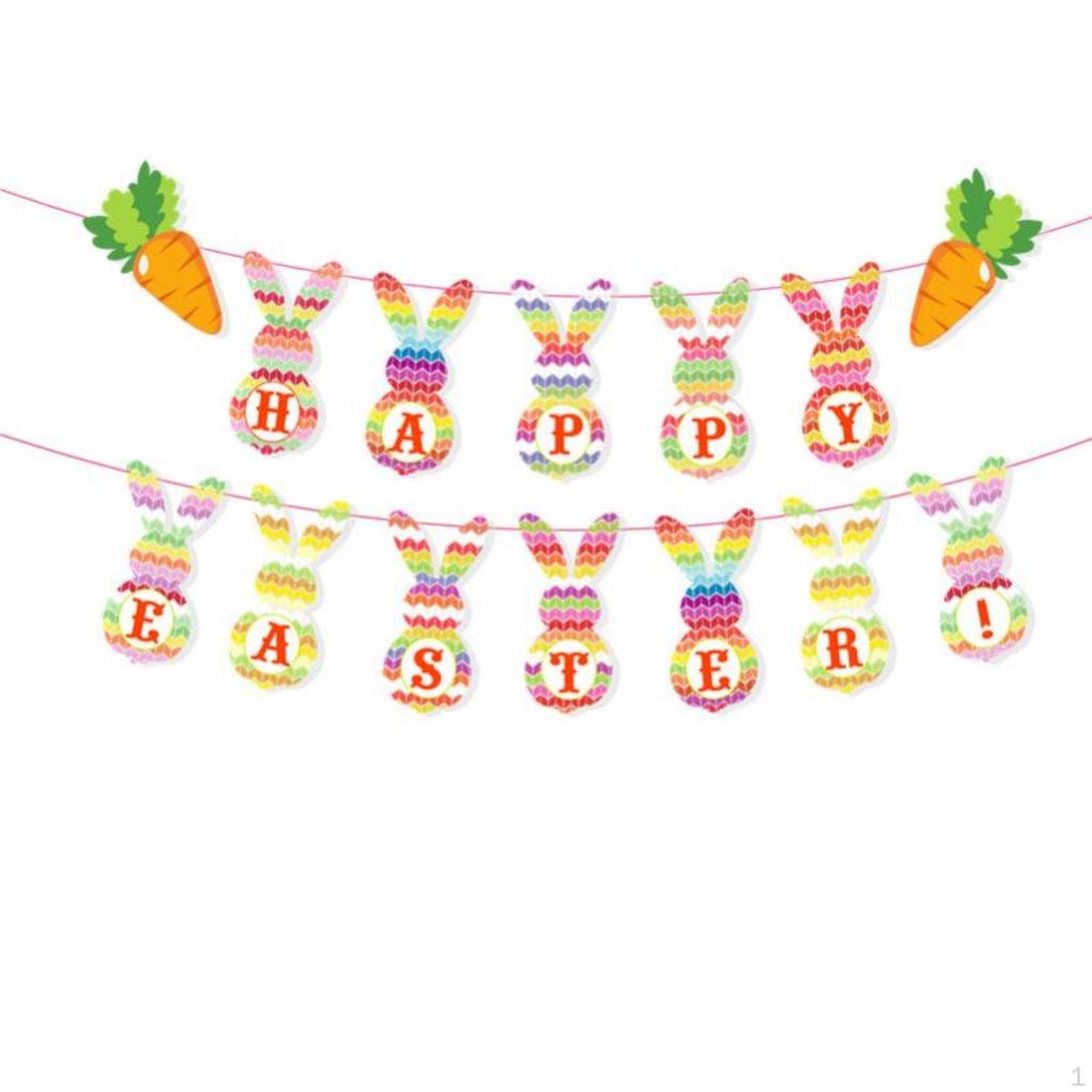 Easter Bunny Banner, Cartoon Garland, Paper Party Decor for Holiday Theme