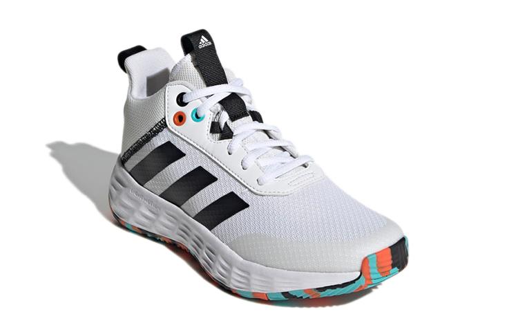 Adidas OwnTheGame 2.0 Slip Resistant Abrasion Resistant Mid top Performance Basketball Shoes White Black Kids' H01556