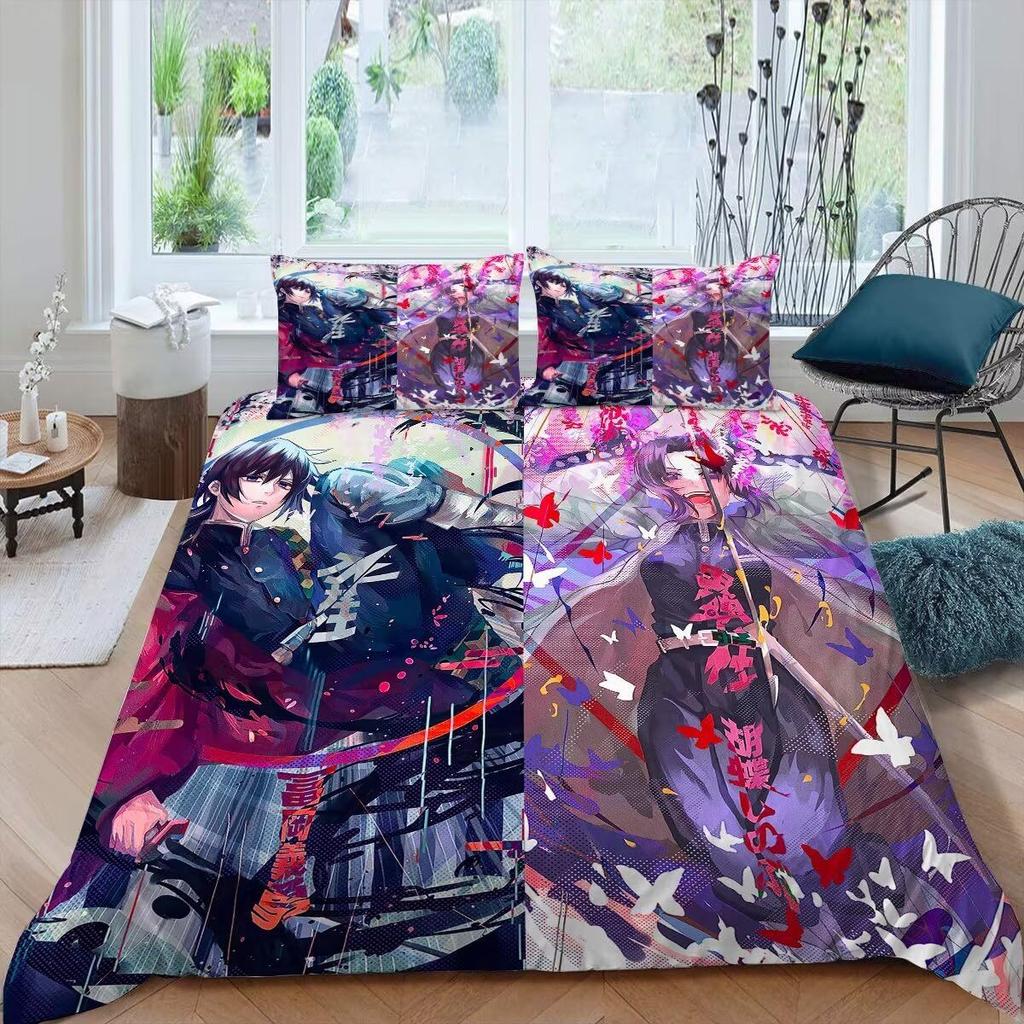 Anime Girl Three-Piece Quilt Cover 3D Digital Printing Bedding Set Bed Cover