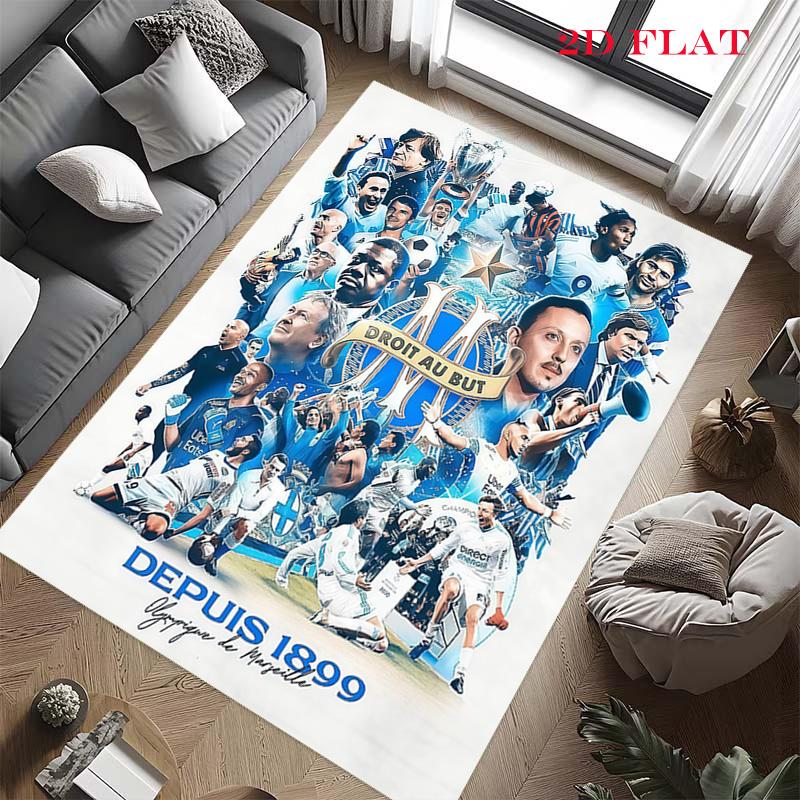 Olympique de Marseille Carpet Rug for Living Room Bedroom Home Sofa Decoration,Kids play Nonslip Floor Mat