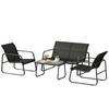 Garden Furniture Set, 4-Piece, Sofa, Armchairs, Coffee Table, Dark Grey and Black