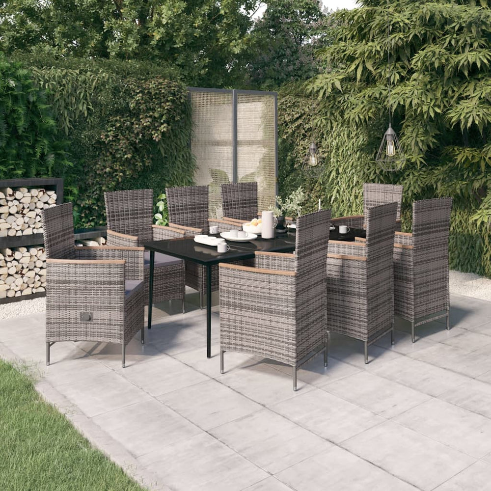 9-piece Garden Dining Set with Cushions