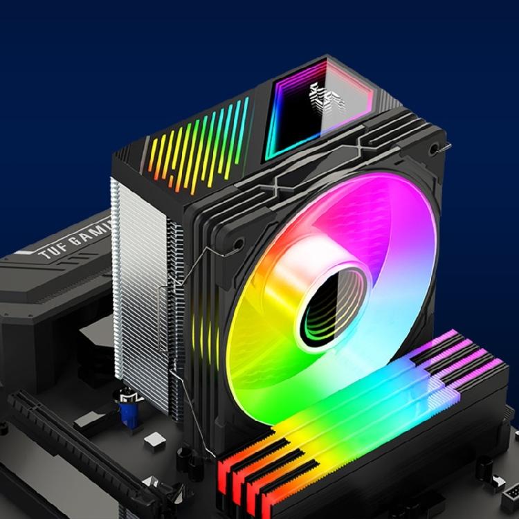 ARGB 6 Heat Pipe CPU Coolers Intelligent Temperature Display Radiators Air Coolers Quiet ARGB Cooling Fan for LGA 1851