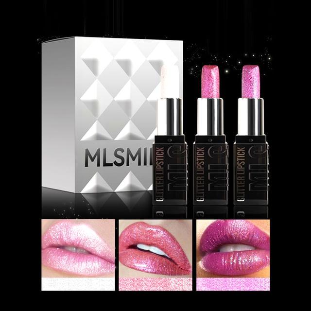MLSMILE - Набор из 3 шт.: Набор блестящих помад с алмазным блеском - A #M01 Cream Rose - 1.2g