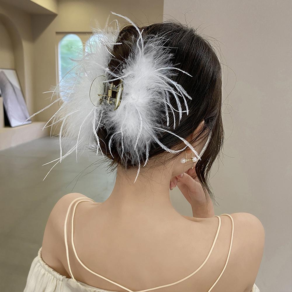 Elegant Feather Hairpin Ladies White Black Chic Sweet Hairpin Girls Hair Accessories Party Headwear 2022 New