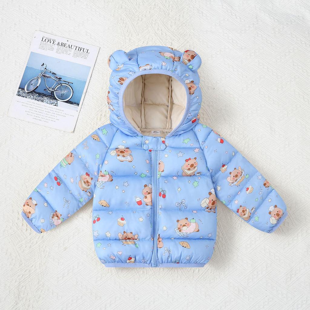 Children's Lightweight Autumn/Winter Cartoon Down Cotton Jacket for Boys and Girls - Small/Medium, Thickened Outerwear.