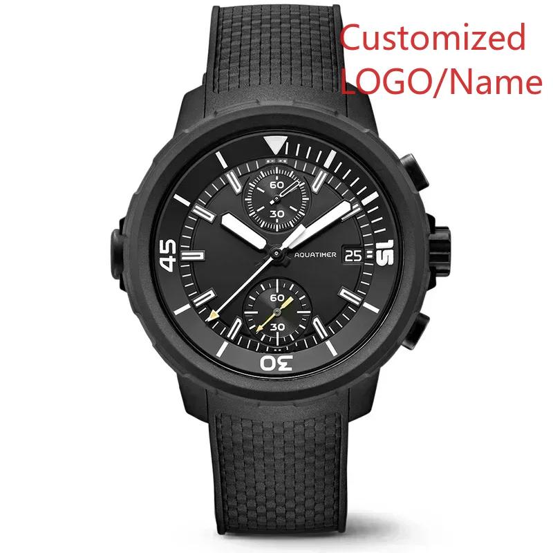 

A11 Store Customized Watch Aquatimer Special External Mens Quartz Chronograph Watch Rotating Bezel Blue Black Rubber 44mm