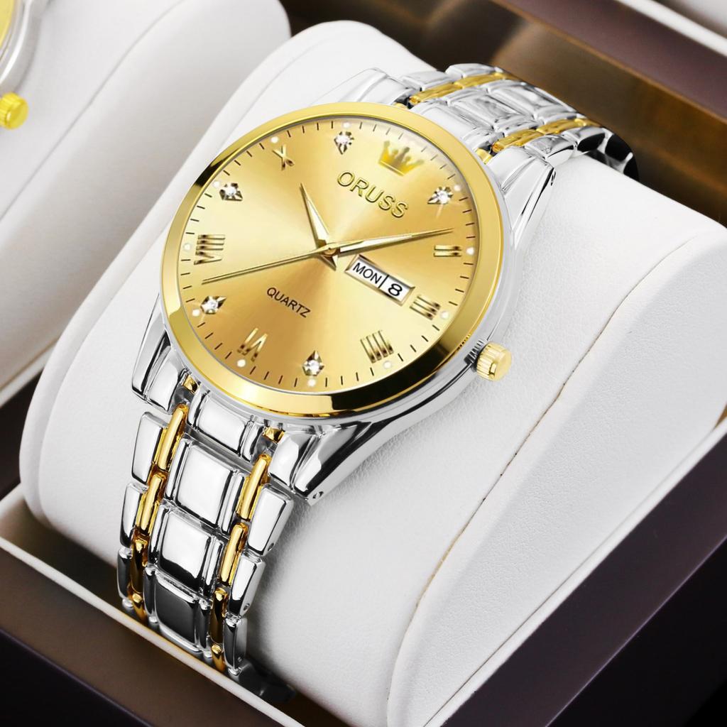 Men'S Fully Automatic Quartz Watch Luminous Waterproof Calendar Diamond-Encrusted Business Men'S Watch
