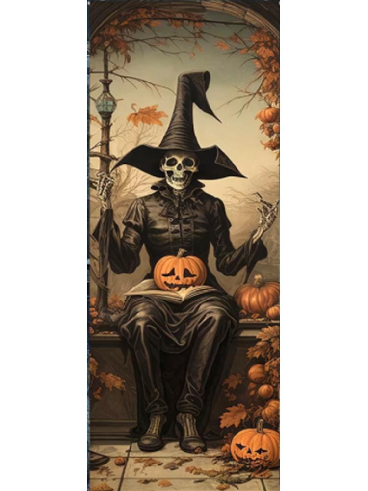 

5DDIY Набор для алмазной живописи, украшение на Хэллоуин, вышивка, ретро-портрет на Хэллоуин, ужасный человек, скелет, дом-призрак, фон Full Round 20x40CM