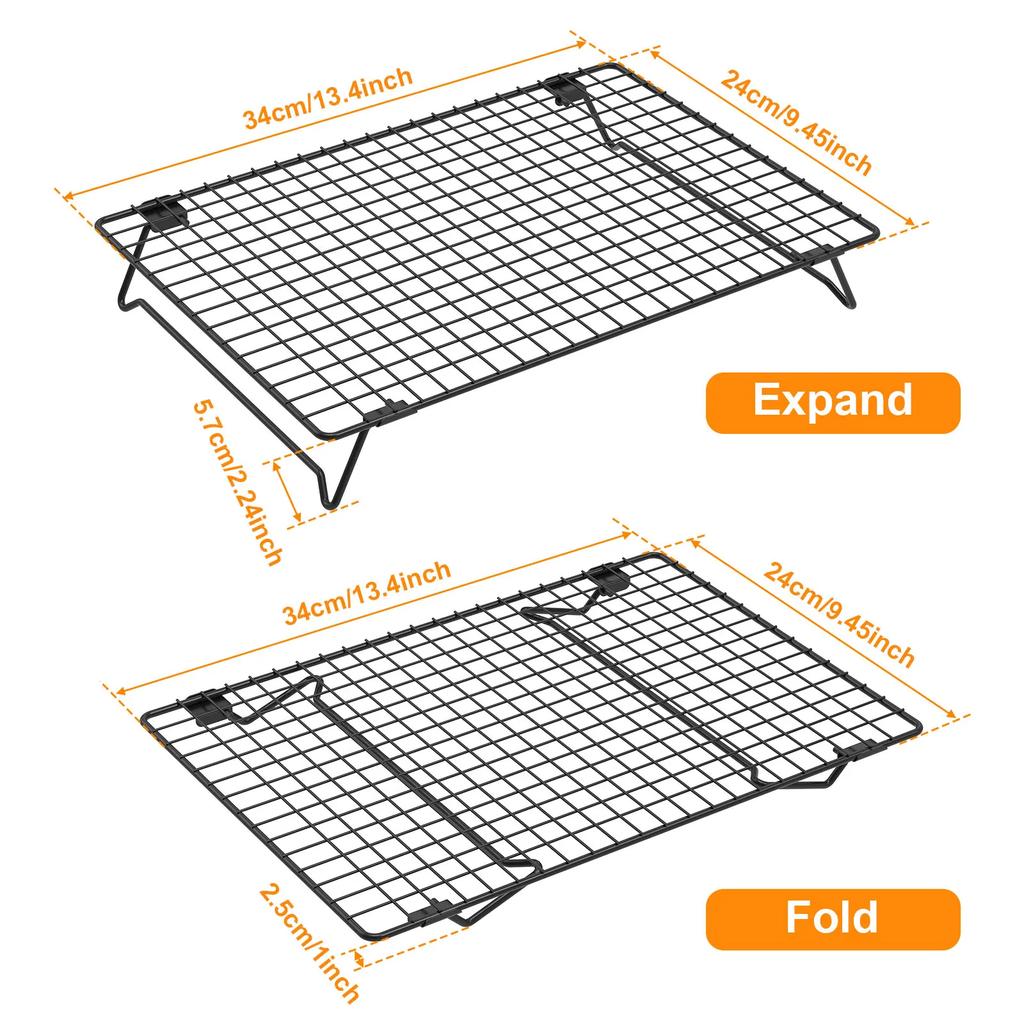 2Pcs Cooling Rack with Collapsible Legs BBQ Bread Cake Cooling Rack Drip Dry Rack Grid Baking Pan Household Kitchen Baking Tools