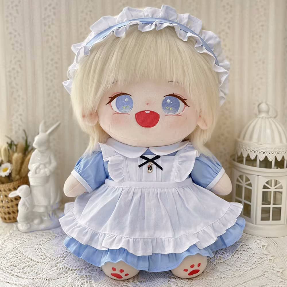 niannyyhouse 40cm Plush Clothes Maid Clothes Headwear Apron Dress Changeable Cotton Doll Accessories (Black)