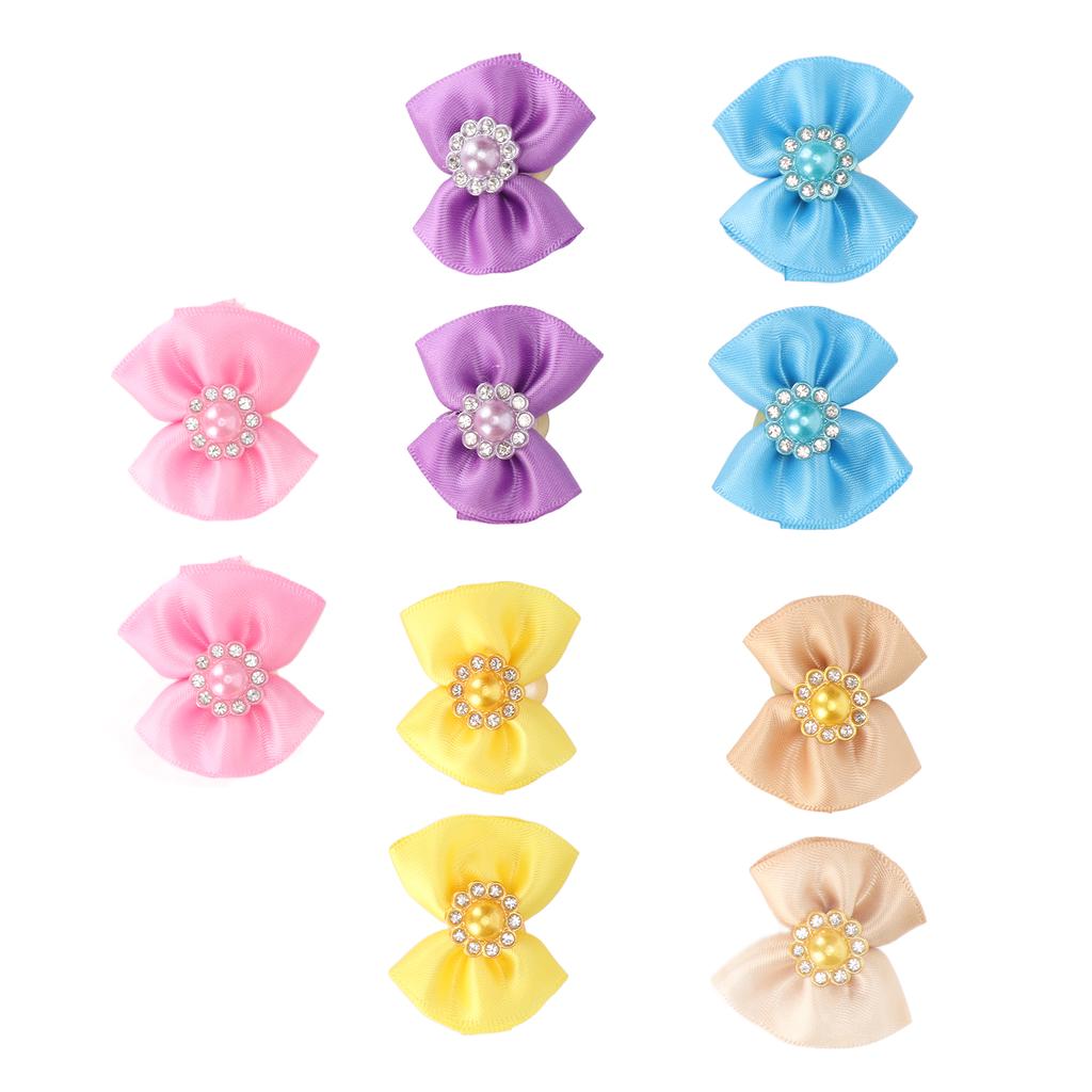 20 ks Mašličky do vlasů pro domácí mazlíčky Roztomilé smíšené barvy Malé psí topknots s gumičkou pro štěňata, kočky, králíky