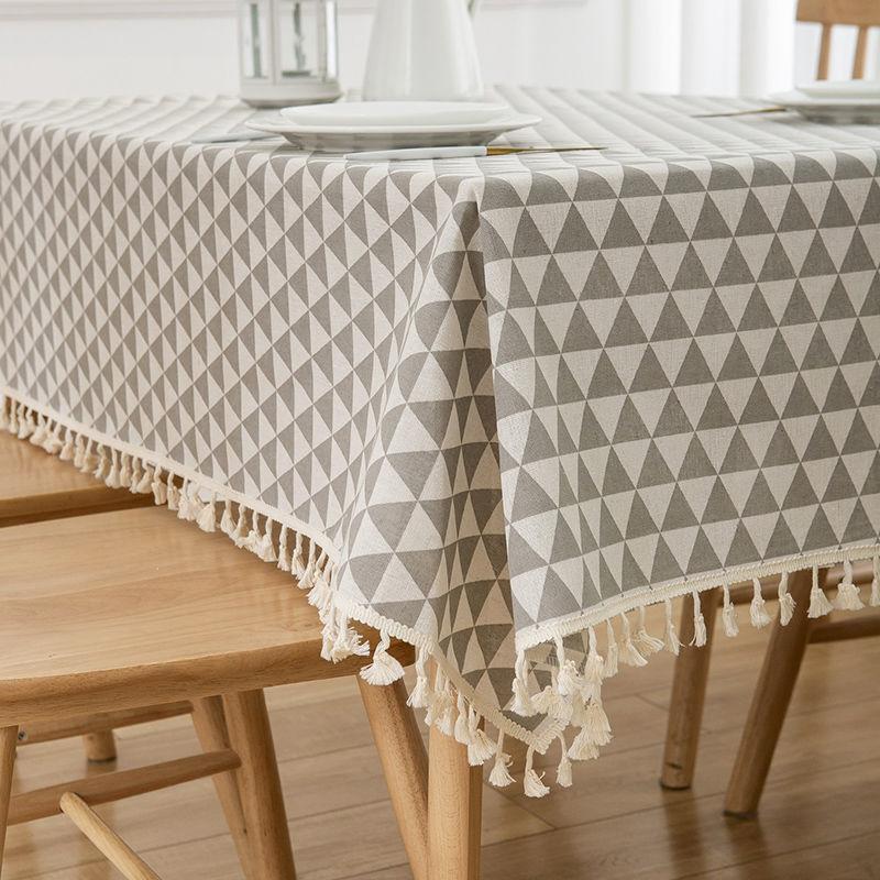 Nordic Cotton Linen Tablecloth Soft Comfortable Durable Waterproof Heat Insulation Square Tassel Trendy Fresh Dining Table Cloth
