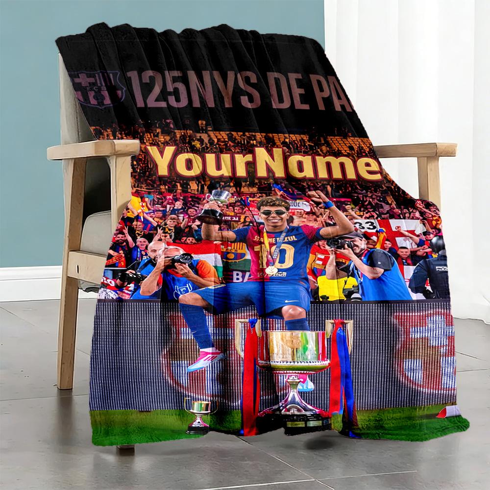 Lamine Yamal 37 Personalisierte Decke Gemütliche Personalisierte Decke Weich Warm Gemütlich Vielseitig für Nickerchen Bett Strandkorb Ideal für Alle Jahreszeiten