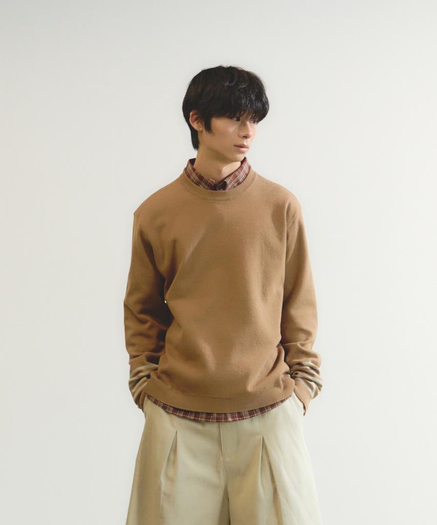 Iseuteuseobiseusyab Waist Stripe Relaxed Round Knit - Beige