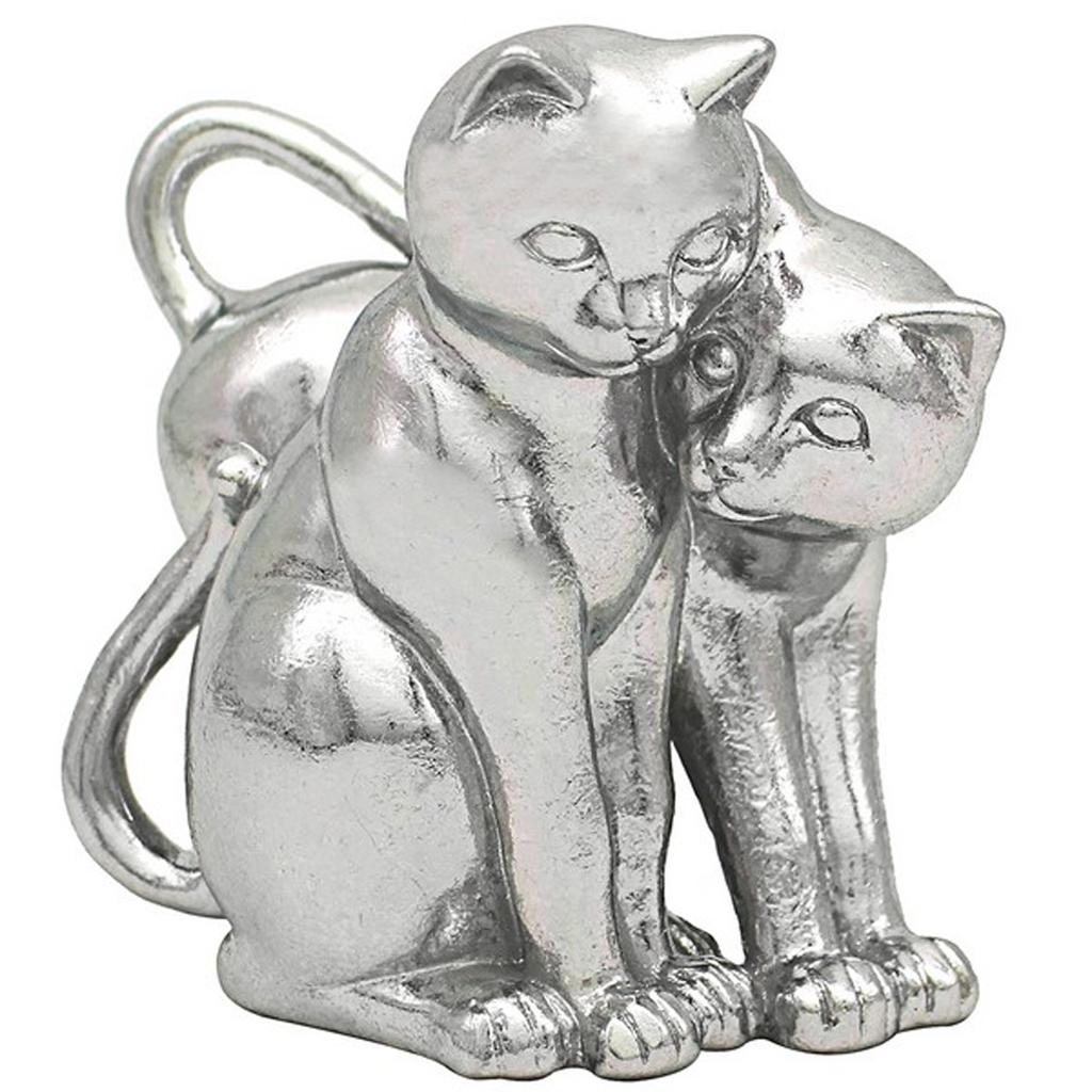 Les Trésors De Lily [A3320] - Silver Gray 'Cats' Resin Figurine (couple) - 15x14x10cm