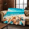 Starfish Beach Sand Shell Sea Star Flannel Blanket Soft Warm Throw Blanket for Bedroom Living Room Bed Travel Camping Picnic kid