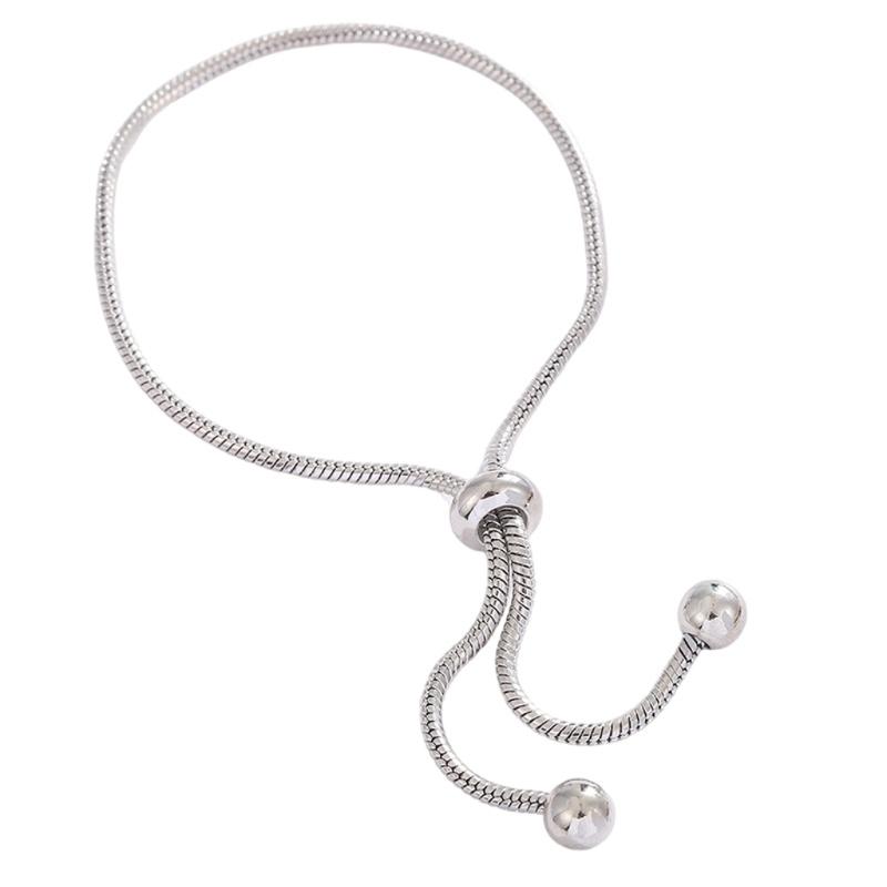 Adjustable Snake Chain Bracelet With Smooth Beads Flexible Sliding Closure Full of Durability Copper Jewelry For Women