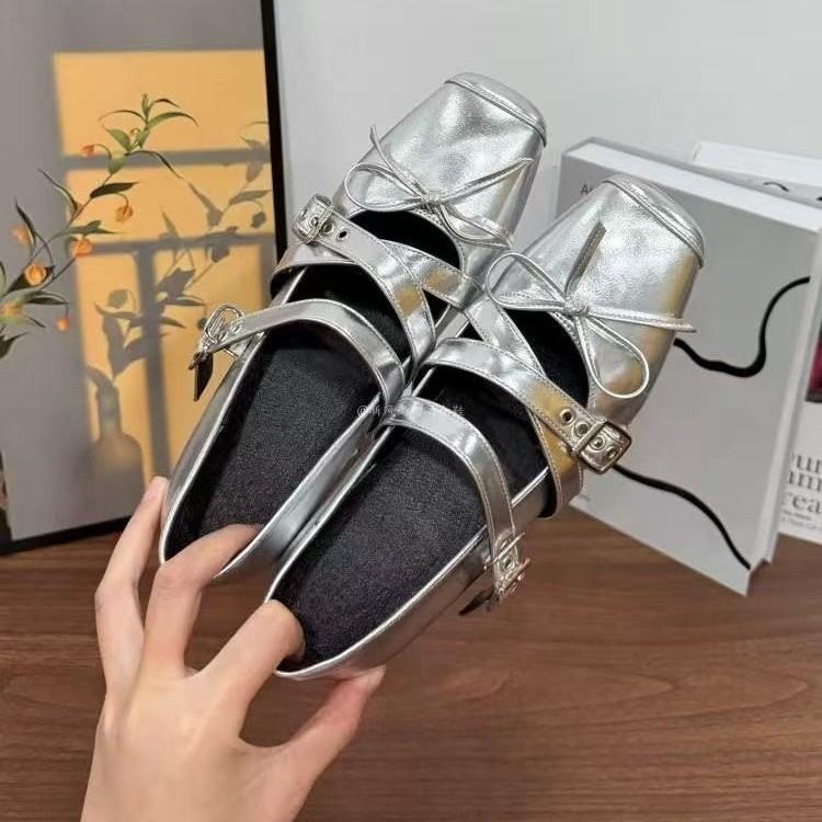 Fashion Mary Jane Shoes Female Genuine Leather 2025 New Snap Ballet Shoes Women Square Toe Flat Cowhide Ladies Shoes