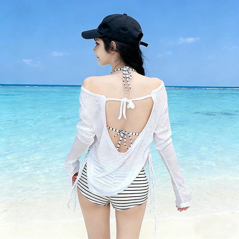 Women's High-end Two-piece Bikini Set Striped Sexy Petite Bust Perfect for Beach Holidays and Spa Breaks