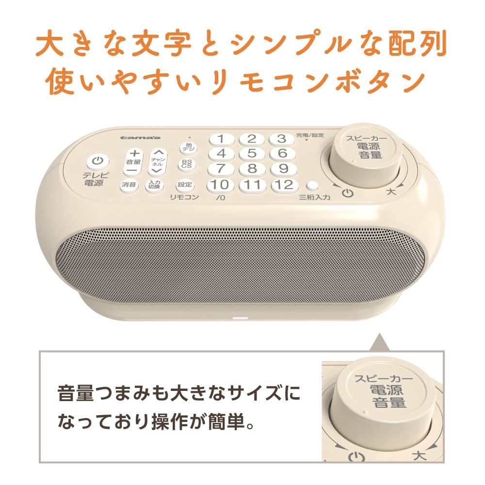 Tama Electronics TSPK001GY Wireless Small Ear Speaker with Remote Control for Louder TV Sound