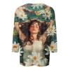 Women's Tops Three-quarter Sleeve Shirt V-neck Loose Casual Shirt Character Printed T-shirt