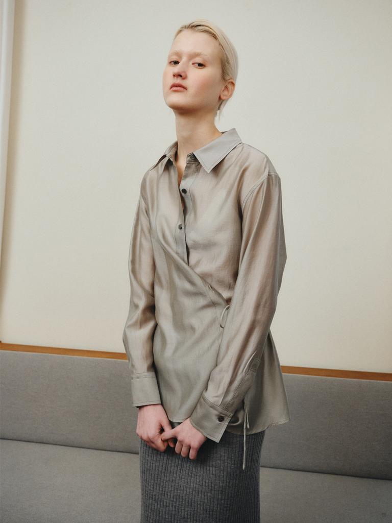 Reply Sheer Wrap Shirt_Light Khaki