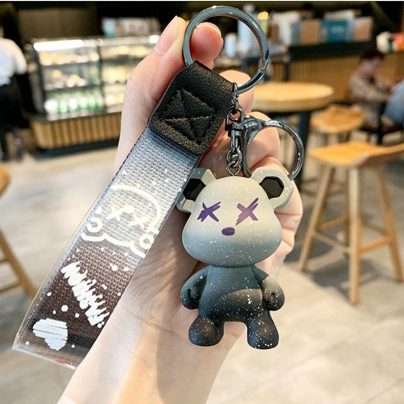 Cute Bear Keychain With Strap The Best Car Key Keyring Animal Bag Backpack Key Chain Charm Pendant Accessory Gift For Friend
