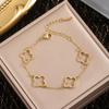 18K Gold Plated Stainless Steel Four-Leaf Clover Women's Bracelet