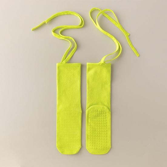 1 Pair Yoga Socks Pure Color Lace-up Elastic Compression Support Yoga Fitness Dance Socks with Silicone Anti-Slip Soles