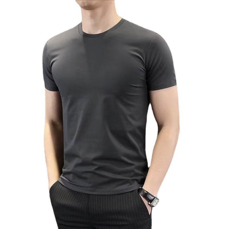 Korean Men's Slim Fit Short-Sleeved Round Neck T-Shirt, Black & White, Large Sizes, Summer Inner Wear