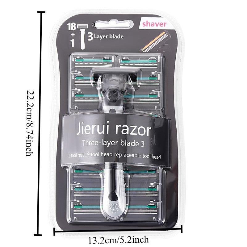 Three Layer Manual Shaver Blade Old-fashioned Practical Shaver Blade Men's 1 Knife Holder 19 Blade Heads