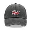 1pc "Kiss My Bass"leisure Unisex Baseball Cap,outdoor Windproof Vintage Washed Dad Skull Hat Suitable for Fishing,holiday,tralve