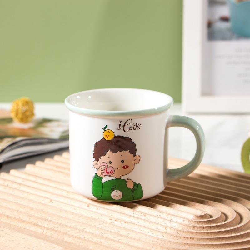 

Милая пара керамических чашек, мультяшная кружка высокой ценности, бытовая чашка для воды, свадебный сувенир, подарок из магазина, чашка для празднования 301-400ml