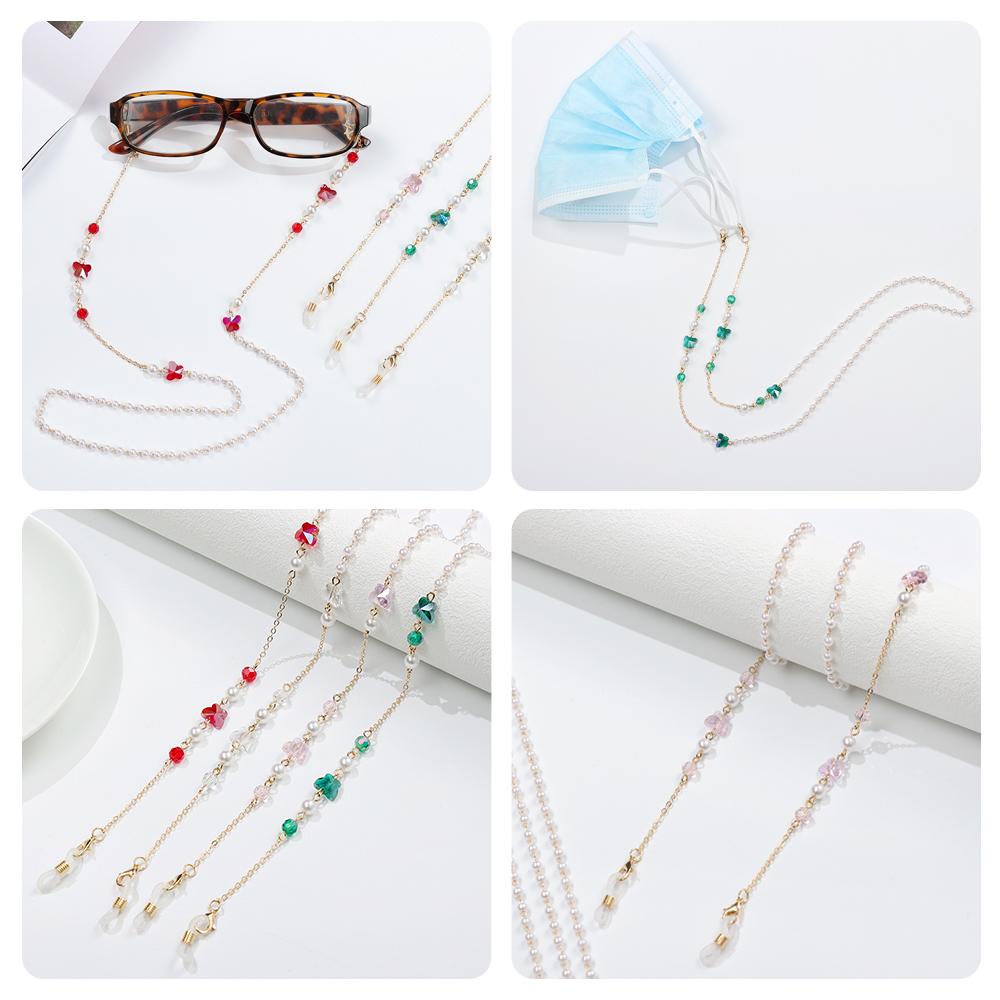 

Шнуры бабочек Бусины Хрустальные очки Цепочка Маска Цепочка Солнцезащитные очки Подвесная веревка Очки Цепочка