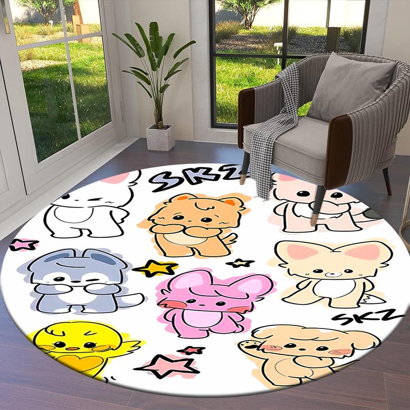 SKZ Round Area Rug,Carpet Rug for Living Room Bedroom Sofa Playroom Decor,Non-slip Floor Mat