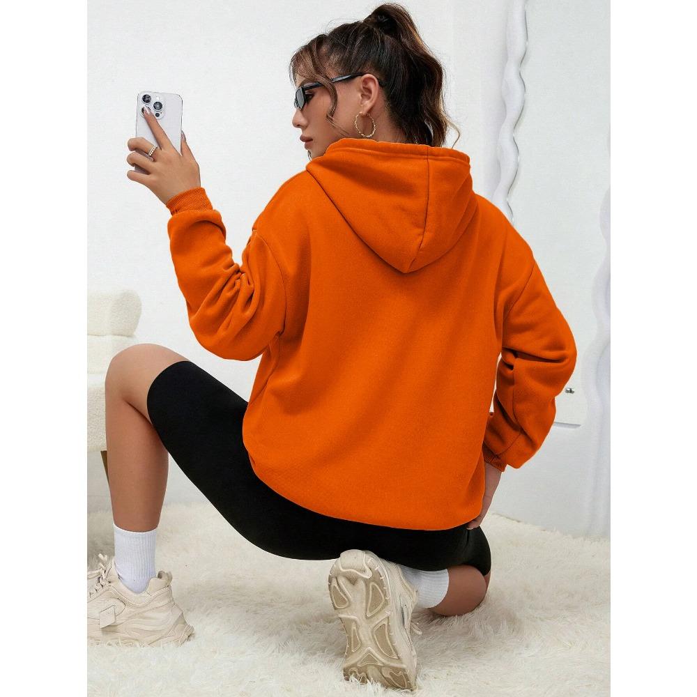 Solid Color Casual Hoodie For Female Pocket Creative Hoody All-Match Street Clothes Womens Fleece Unisex Pullovers