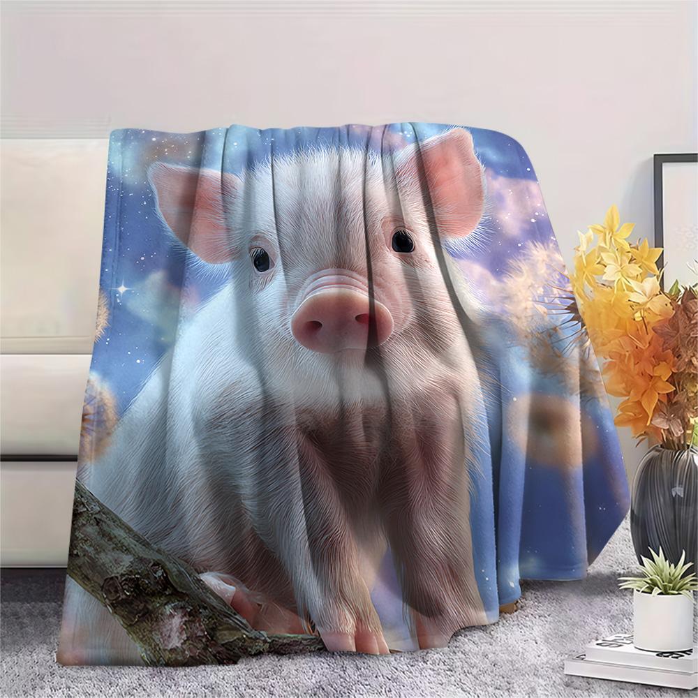 Pig Print Flannel Blanket, High quality Comfortable for All Seasons, Home Decor, Warmth and Comfort, Perfect for Christmas Gifts