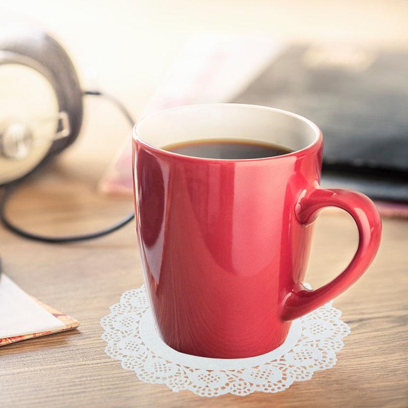 100 Pezzi Sottobicchiere Bianco Traforato Rotondo Sottobicchiere per Tazza Carta Decorativa per Torta in Pizzo Per Matrimonio Festa Decorazione Tavola Articoli per la Cucina