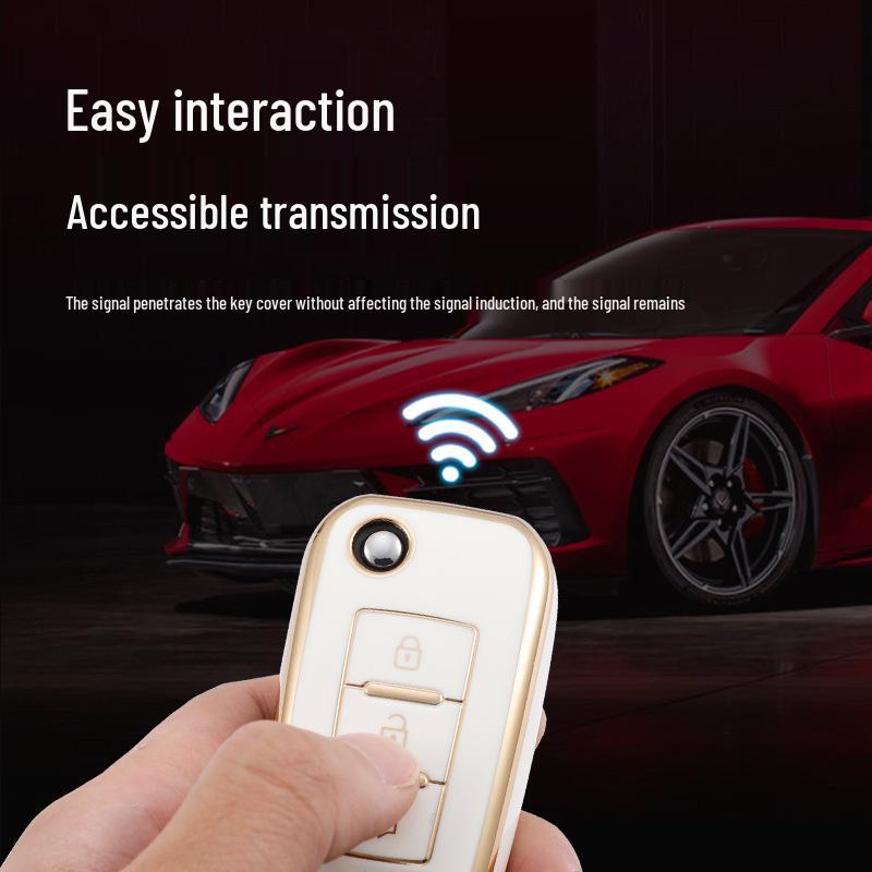 Gold-Edged TPU Key Case for Dongfeng Venucia D60/T70/M50V - Soft Rubber, 3-Button Protection for Men & Women