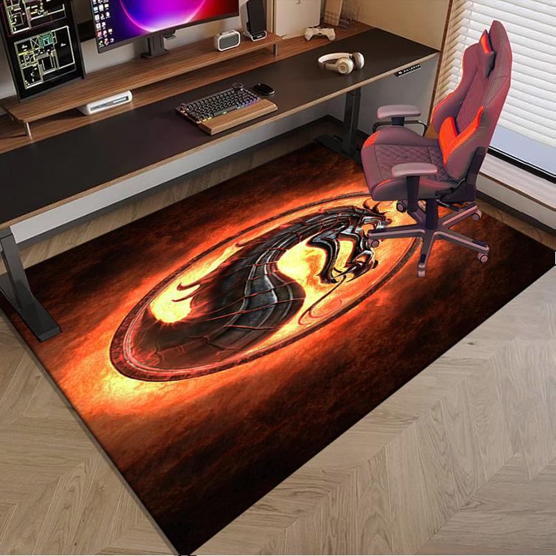 Kombat Dragon In Flames Carpet, Chair Rug,Rug for Office Bedroom Living Rooms, Doormat Decor Fan Gift Christmas Gift