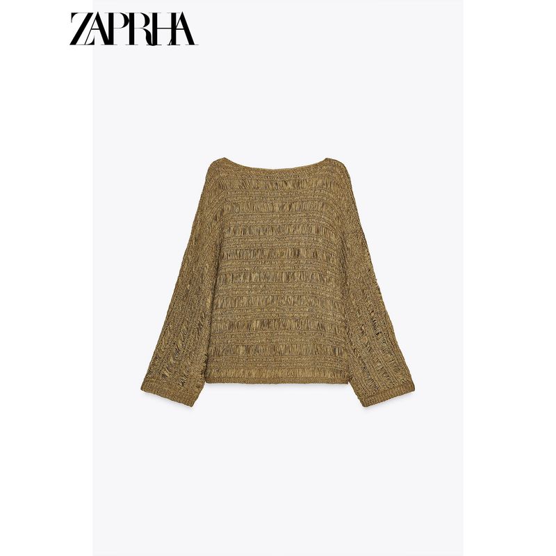 Zaprha 2025 Autumn New Casual and Comfortable Lace Collar Long Sleeve Over Fit Knit 3646101