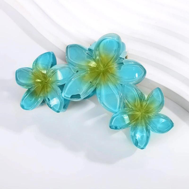1Pcs Frangipani Flower Shaped Hair Clip Colorful Shark Clip Hairpin Headwear Vintage Headdress Hair Accessories For Women