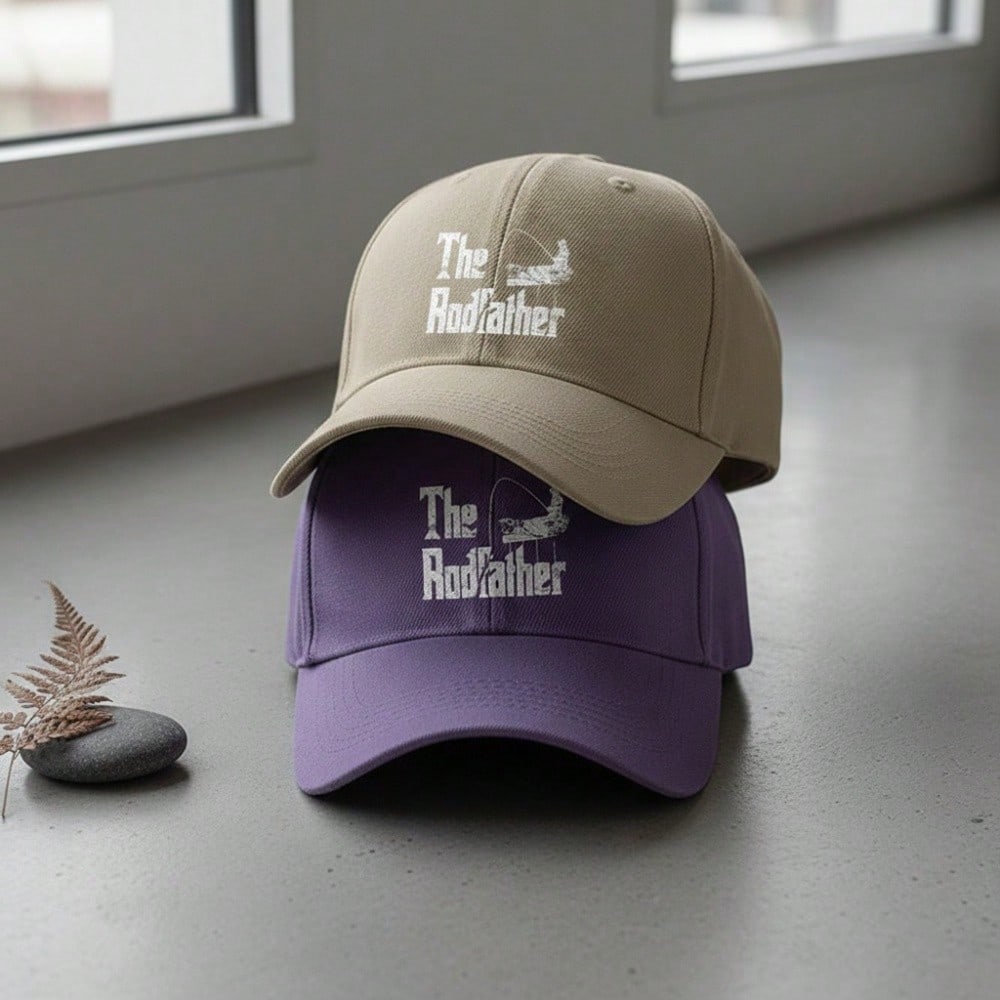[Dad Hat Fishing] The Rodfather Print Polyester Adjustable Casual Outdoor Sports Baseball Cap For Men Women Father's Day Gift