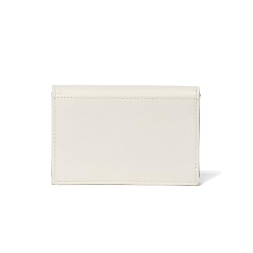Jill Stuart Misty Business Card Holder with Grosgrain Ribbon, Vintage Style, Slim Fit, White, JSLW4CM1